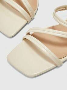 CUCCOO BIZCHIC Giày sandal cao gót hở mũi mũi vuông màu đen mới cho nữ mùa xuân và hè, kiểu dáng stiletto Pháp với quai đeo. - Màu be - Xem 7