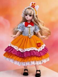 POKOJA LAND POKOJA LAND 1个30厘米乙烯基娃娃玩具洛丽塔时尚衣橱套装，可更换服装，粉色、蓝色、白色，可爱服装收藏，装扮游戏礼物，适合女孩、青少年生日派对拍照道具（非毛绒填充） - 彩色 - 查看 4