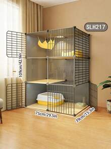 Lồng mèo 1 chiếc kèm khay vệ sinh, lồng thú cưng trong nhà cỡ lớn với không gian rộng rãi, biệt thự cho mèo dùng trong nhà. - Nhiều màu - Xem 1