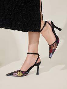 CUCCOO CHICEST 女士尖头细高跟鞋 婚礼宴会派对优雅 - 黑色 - 查看 5