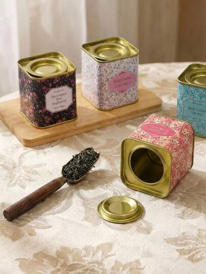 Cirelle Mini Floral Sealed Storage Can – Decorative Tea Leaf Container With Airtight Lid, Multi-Purpose Tin