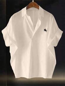 Franclia Camisa casual de mujer de manga corta con estampado de murciélago y caballero - Albaricoque - Ver 3