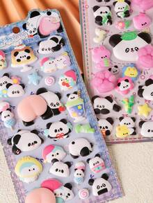 MINKOJA 3D Cute Animal Panda, Rabbit And Cat Paw Foam Sticker, Decompression Sticker, Decorative Sticker For Water Bottle, Keyboard, Table, Rewards For Kids, 3D Scrapbook Sticker Toy - Multicolor - View 2