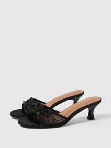 Sleekvia Summer New Belt Wear High-Heeled Women's Slippers - Black - View 3