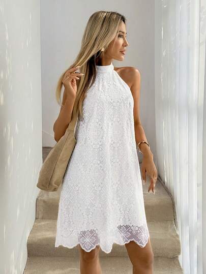 Easowa Women's Vacation Lace Fashion Halter Dress