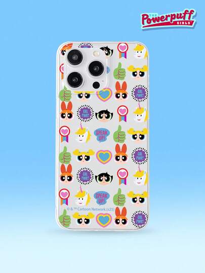 THE POWERPUFF GIRLS X SHEIN Ốp lưng điện thoại hình dán Powerpuff Girls, vỏ bảo vệ TPU mềm trong suốt, in hình mặt hoạt hình dễ thương, thiết kế khẩu hiệu truyền cảm hứng "GRL PWR!" & "SPEAK UP!", chống sốc, thích hợp sử dụng hàng ngày và làm quà sinh nhật cho các bé gái và fan hoạt hình, tương thích với iPhone 11/12/13/14/15/16/17 Pro Max & Galaxy S24 Ultra/S25 Ultra/A16/Galaxy A17/Galaxy S26/Galaxy S26 Ultra, phụ kiện điện thoại.