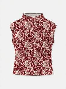 lacRébo Pleated Floral Print Top Colored Summer Look Spring Summer French Style Parisian Style Vintage Top Burgundy Flower Top Going Out - Multicolor - View 6