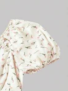 SHEIN MOD 女士印花方领花瓣袖时尚连衣裙 - 彩色 - 查看 7