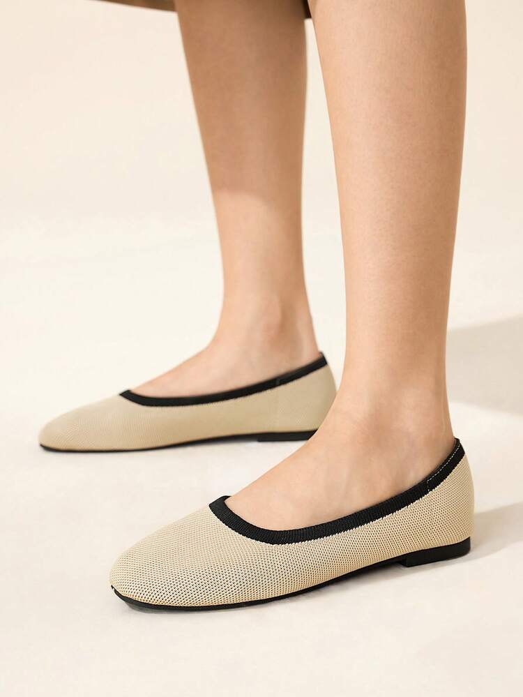 CUCCOO BASICS Women's Casual Versatile Minimalist Colorblock Trim Flats Spring Shoes