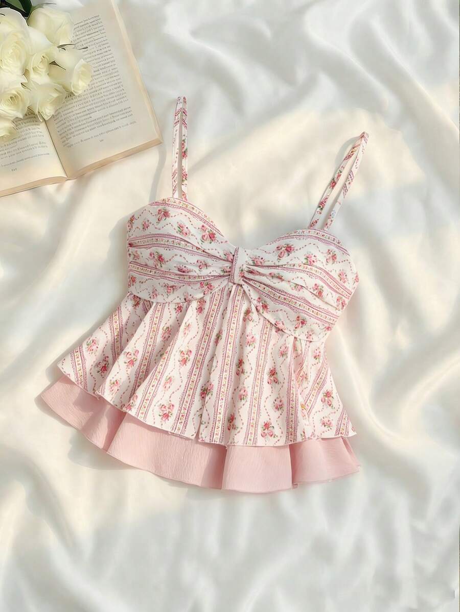 SHEIN 少女休闲印花吊带背心 - 彩色 - 查看 1