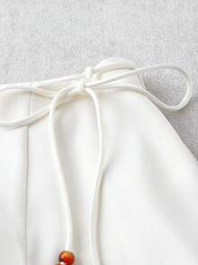 GlowEve Damset med 2 delar, vår/sommar 2026, pärlbandsmönstrad ärmlös linne och shorts - Aprikos - Visa 8