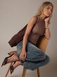 Hauture 女士极简性感尖头细高跟凉鞋 - 巧克力棕 - 查看 2