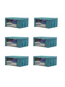 Blue 1/3/6/10/20PCS Storage Bags Non Woven Fabric Foldable Design Extra Large Capacity Clothes Quilt Blanket Organizer Dust Proof Portable Handles See Through - Dark Blue - View 6