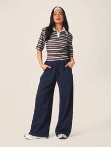 MISSGUIDED Women's Retro Striped Polo Shirt Short Sleeve Collared Button Up Casual Spring Summer Top - Multicolor - View 4