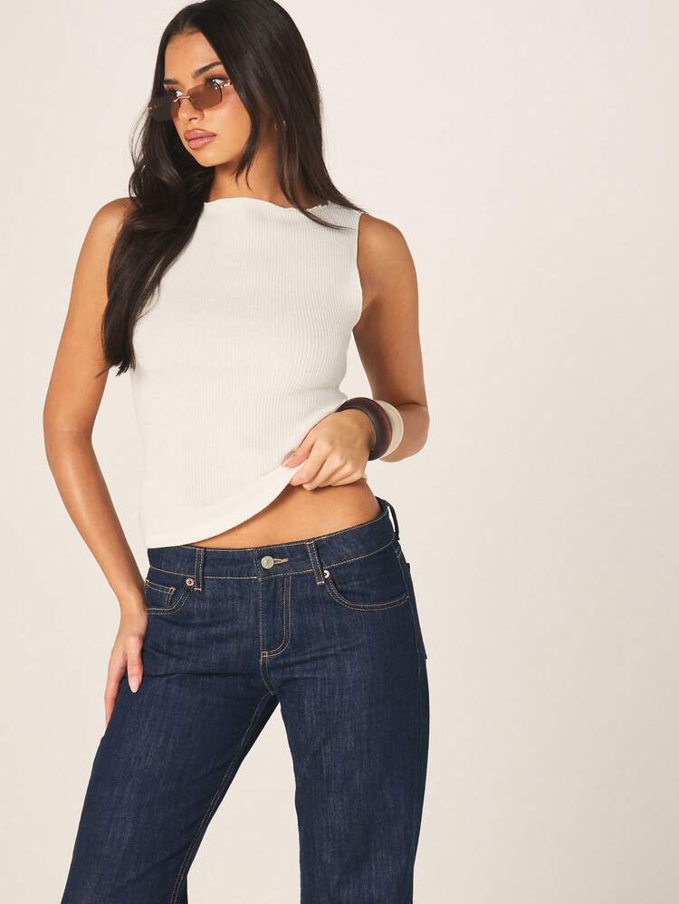 MISSGUIDED Camiseta de tirantes acanalada de longitud corta para mujer, básica de verano casual, esencial para el armario de primavera, de cuello de tripulación ajustada para superposición