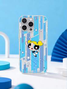 THE POWERPUFF GIRLS X SHEIN 飞天小女警泡泡手机壳，透明软TPU保护套，蓝色条纹星形印花，可爱卡通飞行设计，防震保护套，日常使用及生日礼物，适合女孩和卡通迷，兼容iPhone和Galaxy手机壳，兼容iPhone 11/12/13/14/15/16/17 Pro Max和Galaxy S24 Ultra/S25 Ultra/A16/A17/S26/S26 Ultra，手机配件，快速发货 - 無色 - 查看 2