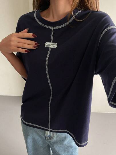 DAZY 女士休闲圆领短袖T恤，日常百搭