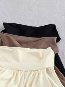 Franclia Comfortable Bra Free Cold Shoulder Halter Neck Ruched Crop Camisole Tank Top For Women - Multicolor - View 5