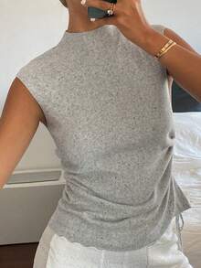 DAZY Fitted Floral Sheer Hooded Lightweight Knit Sweater For Women, Summer - Grey - View 6