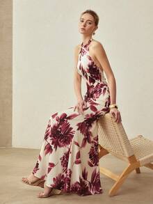MOTF PREMIUM ELEGANT BACKLESS DRESS, MINIMALIST DESIGN, SPRING/SUMMER - Burgundy - View 2