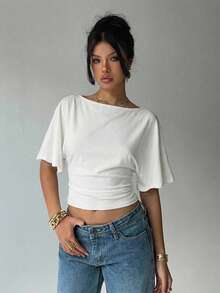 Aloruh Women's Casual Elegant Versatile T-Shirt / White T-Shirt / Loose Top Tight Bottom T-Shirt / Summer Top / Classic T-Shirt - White - View 1