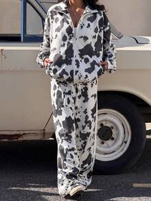 Muchica Bộ đồ dệt kim nữ kiểu dáng thường ngày, chất liệu vải sữa, gồm 2 món. - Nhiều màu - Xem 4