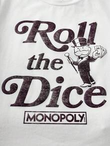 MONOPOLY X SHEIN 男童字母卡通印花圆领短袖休闲T恤，MONOPOLY - 黑色 - 查看 4