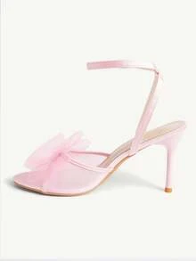 CUCCOO CHICEST New Pink Stiletto Pointed Fashion Bow Mesh Women's High-Heeled Sandals - Pink - View 8