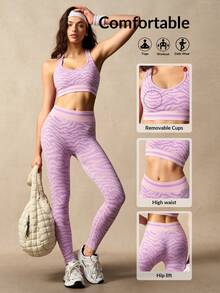 VARSIVA Women's Zebra Print Cropped Tank Top And Leggings Sports Set - Multicolor - View 11