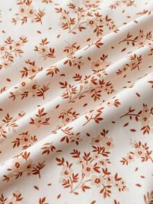 SHEIN Teen Girls Ditsy Floral Halter Bikini Sets, Conservative Swimwear Sets For Beach Holiday Modest Two Piece Swimsuit Vacation Two Piece Set Girls Modest Bikini Set Summer Matching Set High Waisted Bikini Set - Apricot - View 5