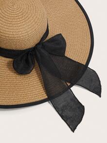 Enchnt 1 件休闲波西米亚风格草帽，适合度假佩戴 - 卡其色 - 查看 9