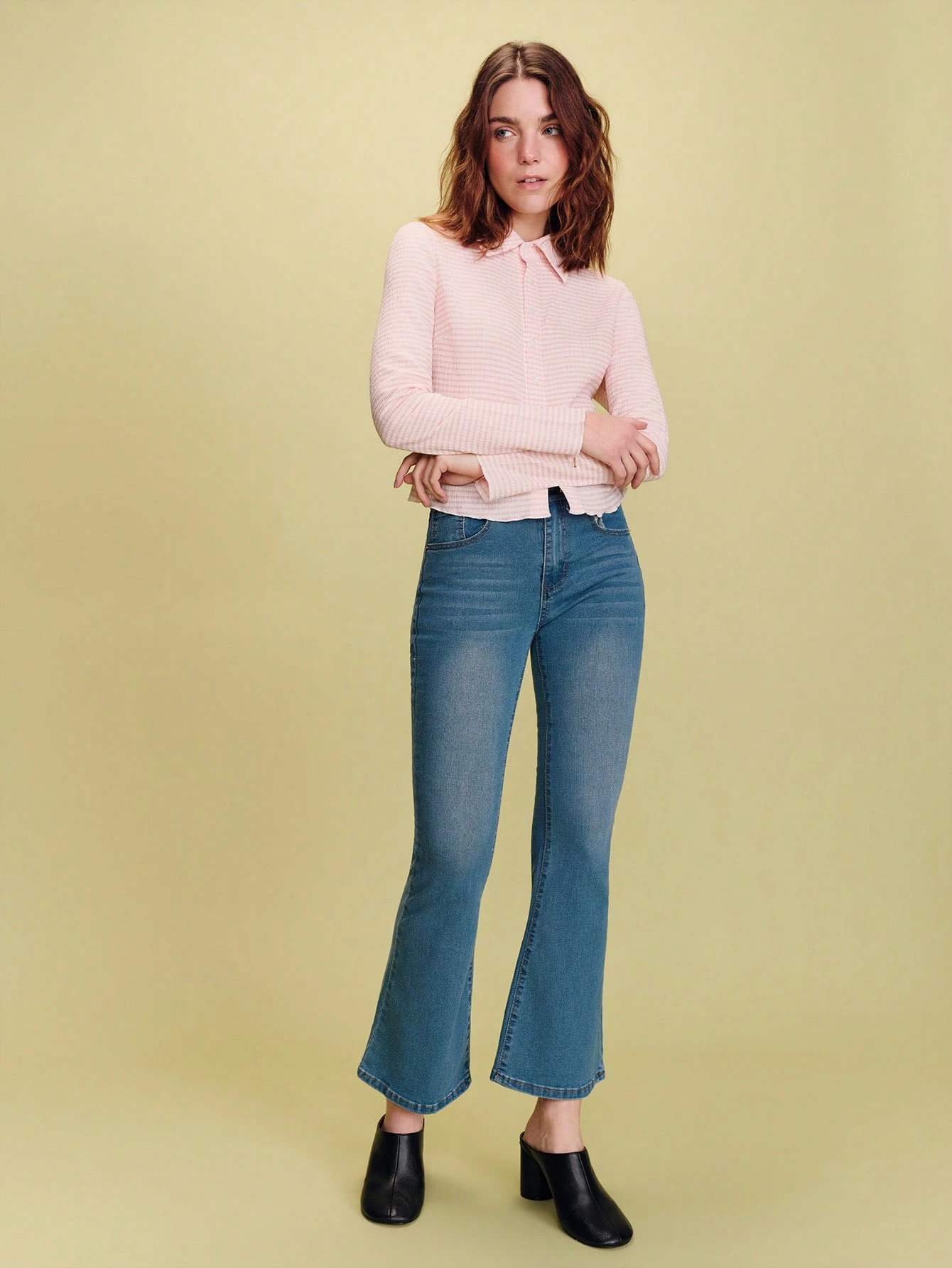 Pink Gingham Check Textured Button Front Fitted Blouse Spring Summer Business Casual Going Out Parisian Style French Style Vacation