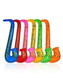 80s & 90s Party Decorations Birthday Carnival Party Gifts Inflatable Rock Star Party Instrument Set, 6-Pack Inflatable Party Props - 6 Random Color Inflatable Saxophones - Multicolor - View 10