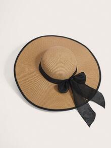 Enchnt 1 件休闲波西米亚风格草帽，适合度假佩戴 - 卡其色 - 查看 10