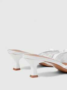 Sleekvia Summer New Belt Wear High-Heeled Women's Slippers - White - View 7