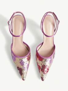 CUCCOO CHICEST Women Shoes Pointed Stilettos Wedding Banquet Party Elegance Wedding Shoes - Purple - View 4