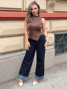 Jeta Ari 女士无袖休闲背心，简约时尚，适合日常穿着 - 棕色 - 查看 6