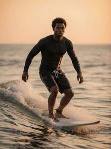 Manfinity KASUA 男士渐变字母印花插肩长袖防晒衣 男士防晒衣 男士度假泳装 男士泳衣长袖 男士长袖T恤 - 彩色 - 查看 2