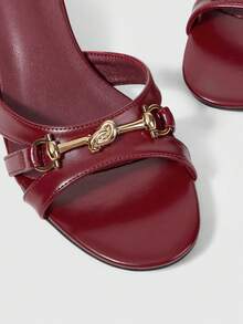 Sleekvia Summer New Belt Wear High-Heeled Women's Slippers - Deep burgundy - View 6