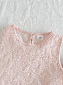 Vintaside Kids 女童春秋季杏色活力纯色无袖露脐上衣搭配修身长裤两件套，适合外出、居家休闲、运动健身和趣味派对。 - 淺粉色 - 查看 7