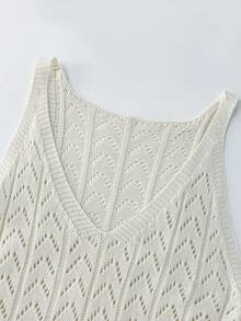 Breezaya 女士纯色V领开衫休闲连衣裙，适合约会和日常穿着 - 米色 - 查看 3