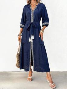 Hansera 2026 Spring/Summer New Regular Women Long Dress - Blue - View 2