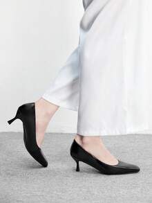 CUCCOO BIZCHIC Women's Pointed Toe Black Patent Leather Fashion Daily Commuter Model Basic Wear Stiletto High Heel Shoes Spring Shoes - Black - View 4