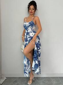 Elenzga Women's Casual Sleeveless Slit Dress With Paisley Pattern, Suitable For Vacation - Multicolor - View 5