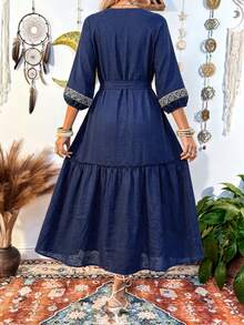 Hansera 2026 Spring/Summer New Regular Women Long Dress - Blue - View 6