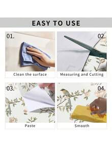 1 Cuộn Giấy Dán Tường Họa Tiết Chim, Hoa, Chanh và Lá Nho Thanh Lịch, Chống Thấm Nước, Có Thể Tháo Gỡ, Tự Dính, Thích Hợp Cho Phòng Khách, Phòng Ngủ, Nhà Bếp, Trang Trí Nội Thất, Quà Tặng Trang Trí Nhà Cửa Đa Năng, Quà Tân Gia, Quà Ngày Lễ, Tiệc Tùng - QXPH-009 Hoa bay - Xem 9