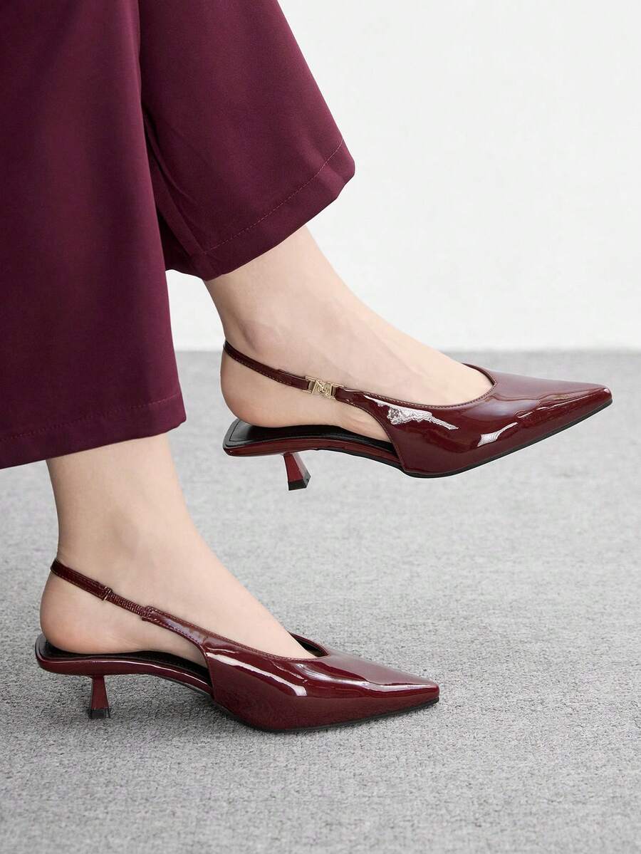 CUCCOO BIZCHIC Giày cao gót nữ đi làm có khóa cài - Đỏ - Xem 1