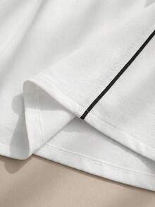 Franclia 纯色A字中长裙，独特撞色设计，夏季时尚之选 - 黑與白 - 查看 3