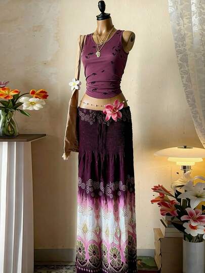 Bluhae 女士休闲蝙蝠印花无袖背心