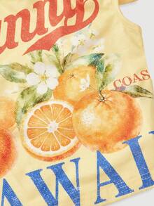 SHEIN MOD 女士字母水果印花修身休闲吊带上衣 - 彩色 - 查看 4